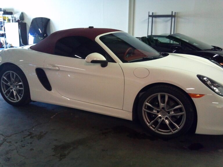 White Porsche with the best ceramic window tint near me installation service
