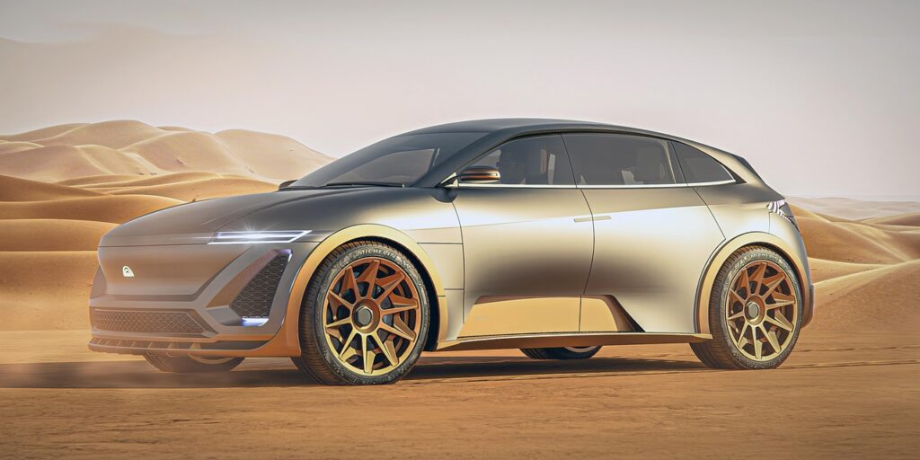 Luxury car with ceramic tint in Las Vegas desert