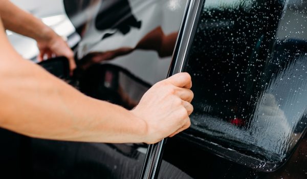 A man Placing Window Film
